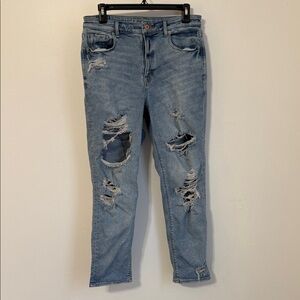 American Eagle Outfitters Distressed Blue Mom Jeans